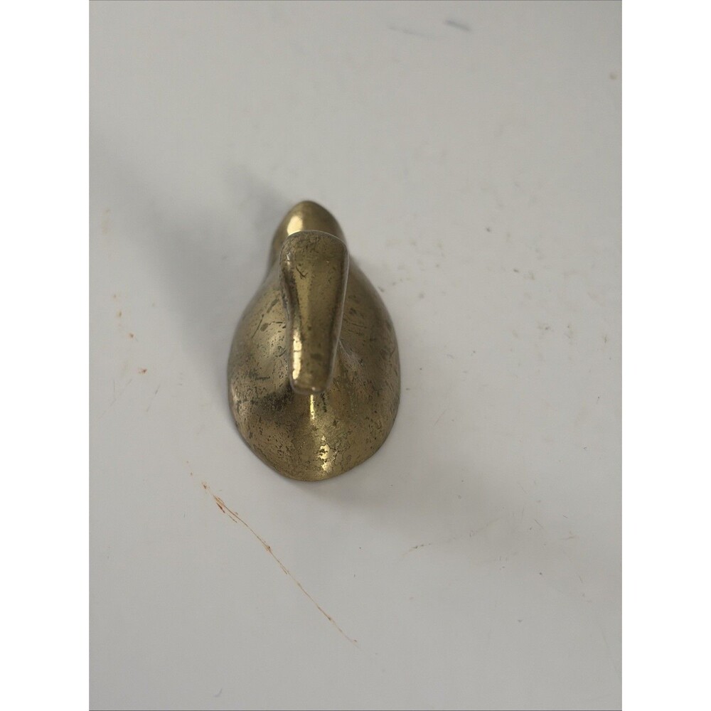 Vintage Small Brass Duck Figurine Paperweight 2.75” Sculpture Decor - Picture 2 of 5